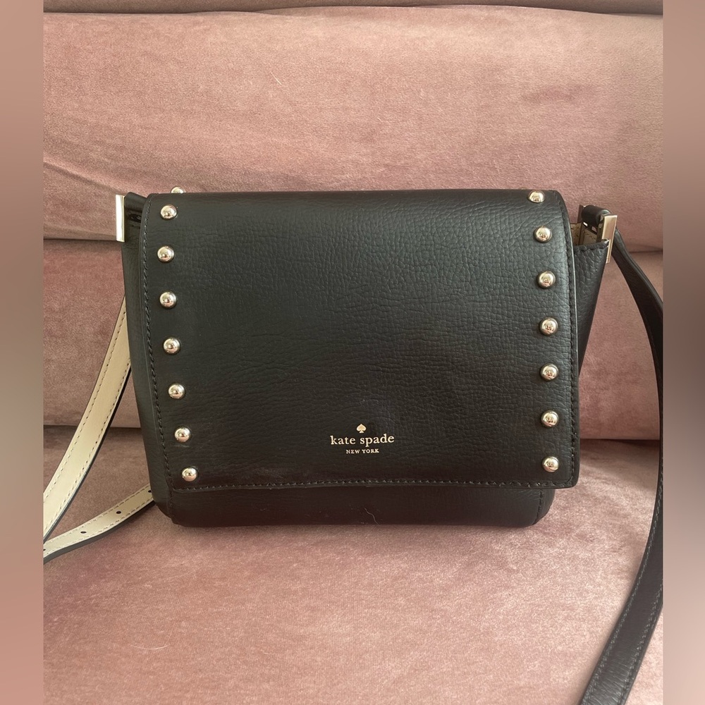 Kate Spade black leather studded crossbody bag